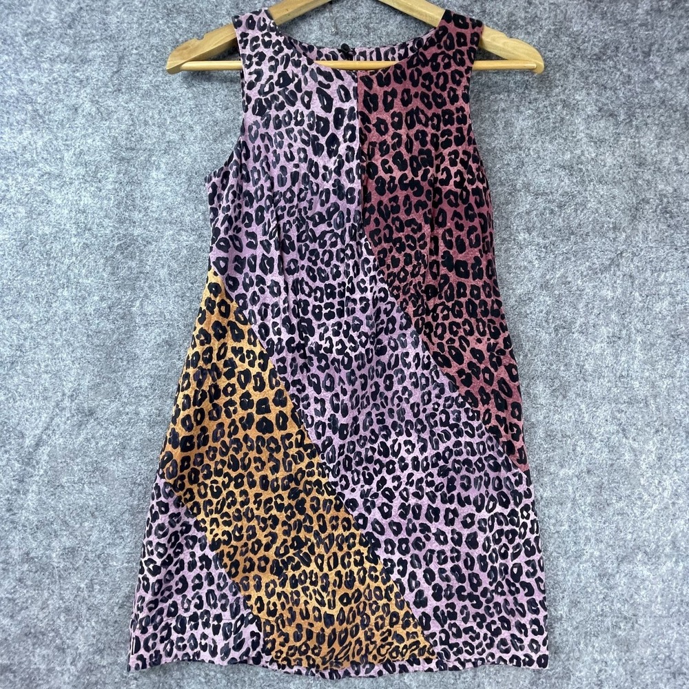 Maeve By Anthropologie Dress Womens XSP Purple Leopard Mob Wife Y2K Lisa Frank